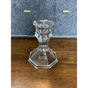 Vintage Crystal Octagon Shaped‎ Candle Holder Clear Glass Tapered MADE IN USA